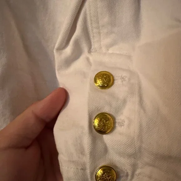 NWOT A.L.C. White Denim Blazer Gold Button Jacket Size 0 Structured Cotton - Picture 7 of 11